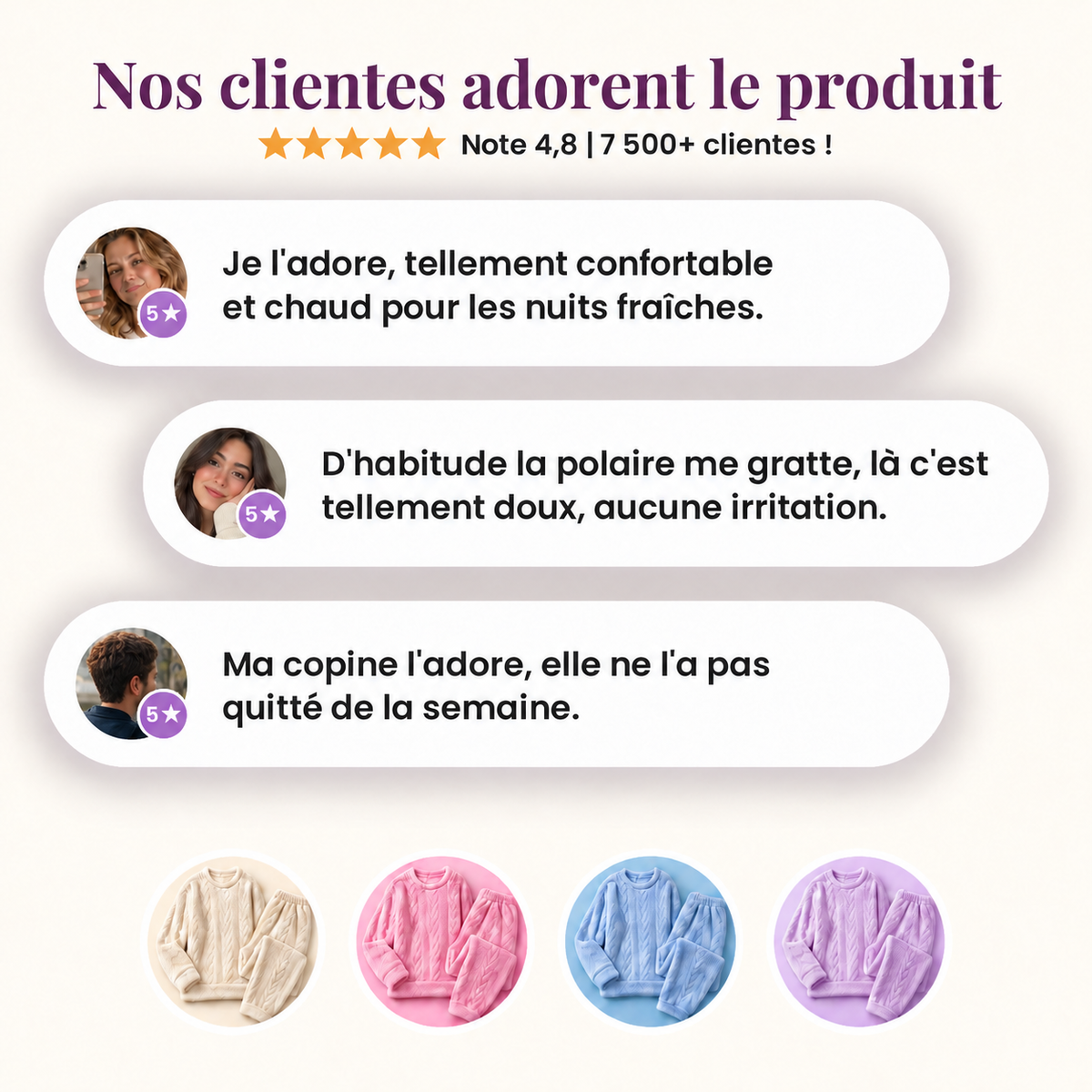 Tres opiniones sobre el conjunto cocooning, nota de 4,8 sobre 5